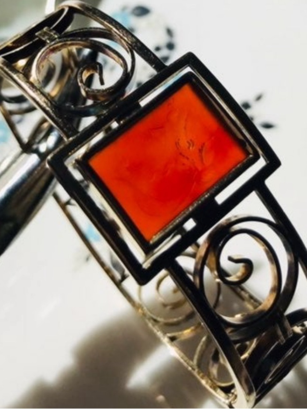 Art Deco Gold Filled Simmons Venetian Intaglio Cameo Bracelet Bangle from 1930